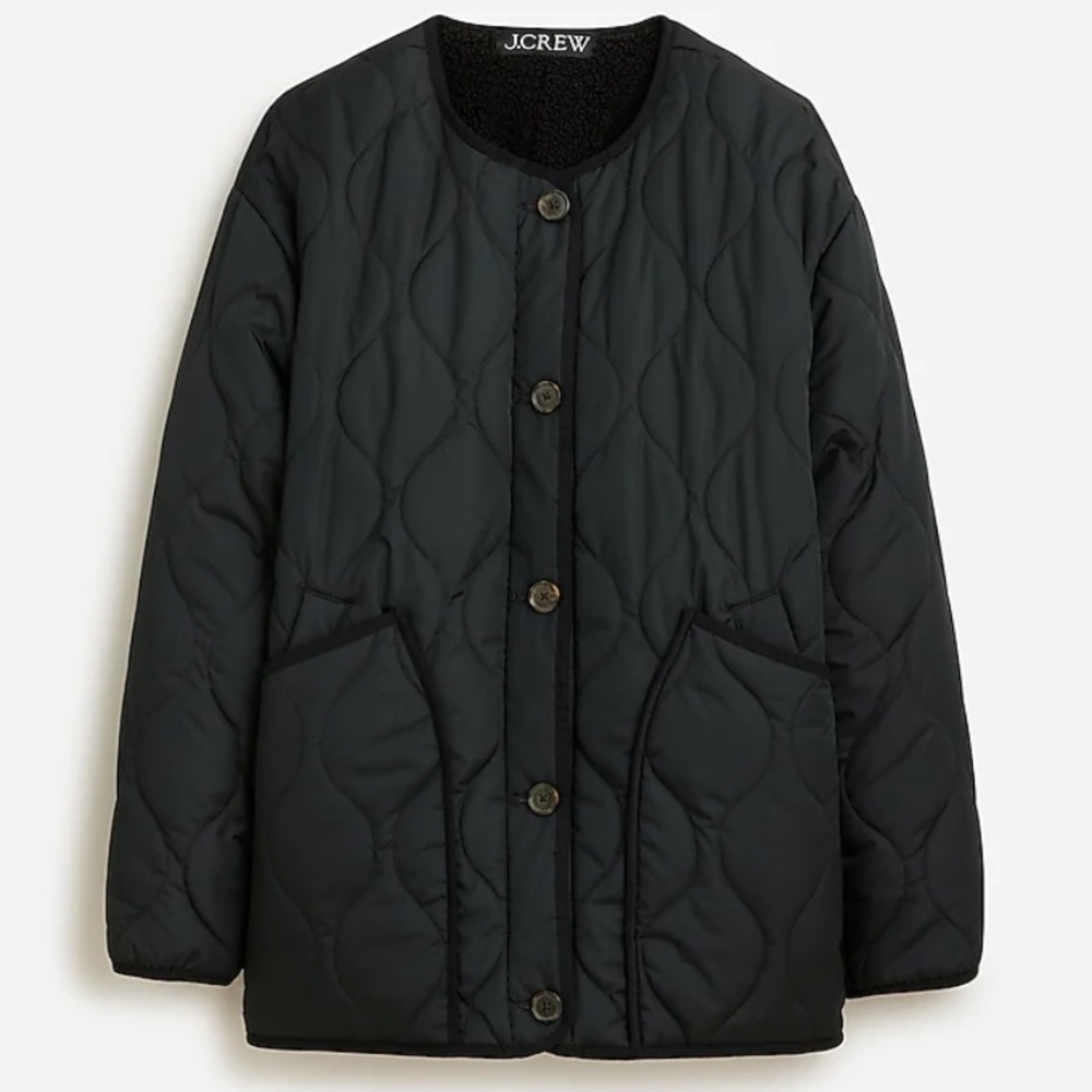 Jcrew quilted reversible sherpa puffer jacket